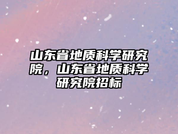 山東省地質(zhì)科學研究院，山東省地質(zhì)科學研究院招標