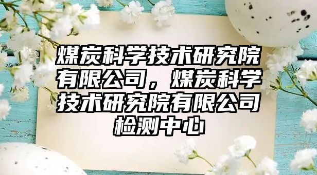 煤炭科學技術研究院有限公司，煤炭科學技術研究院有限公司檢測中心