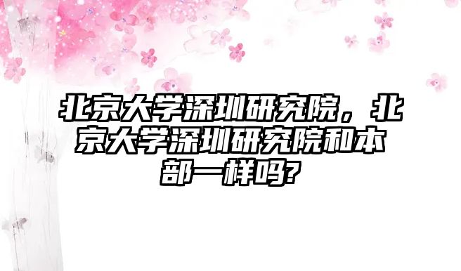 北京大學深圳研究院，北京大學深圳研究院和本部一樣嗎?