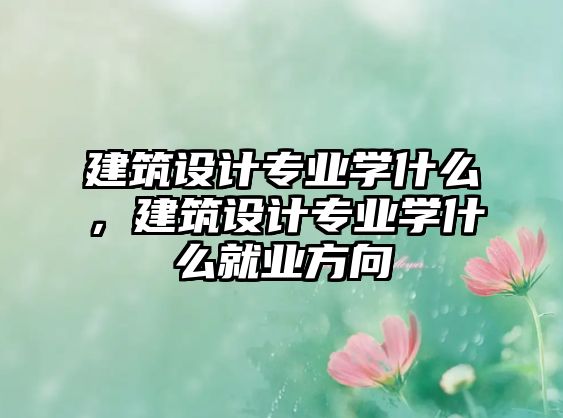 建筑設(shè)計專業(yè)學(xué)什么，建筑設(shè)計專業(yè)學(xué)什么就業(yè)方向