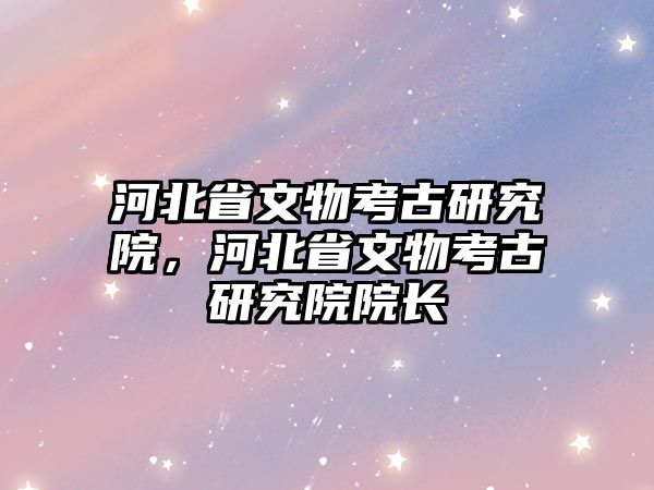 河北省文物考古研究院，河北省文物考古研究院院長(zhǎng)