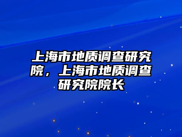 上海市地質(zhì)調(diào)查研究院，上海市地質(zhì)調(diào)查研究院院長