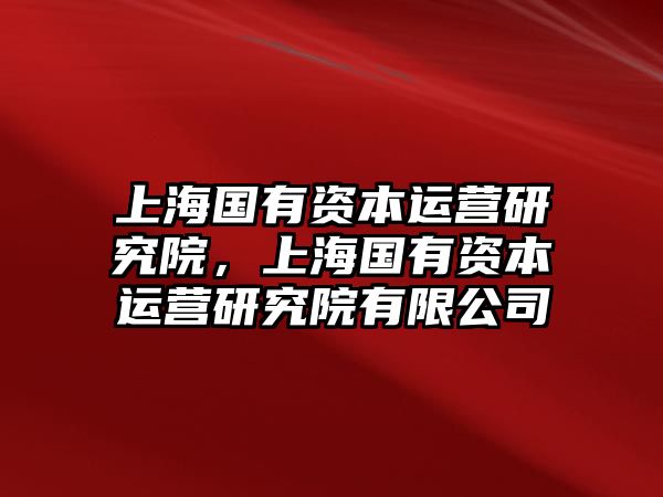 上海國(guó)有資本運(yùn)營(yíng)研究院，上海國(guó)有資本運(yùn)營(yíng)研究院有限公司