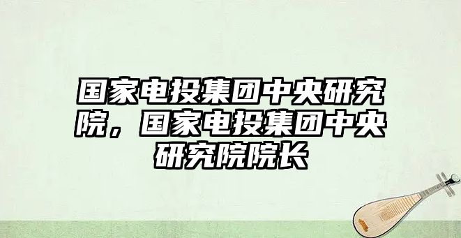 國(guó)家電投集團(tuán)中央研究院，國(guó)家電投集團(tuán)中央研究院院長(zhǎng)